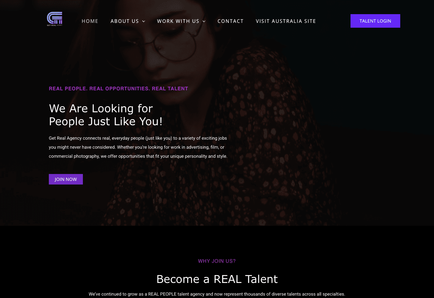 Get Real Talent homepage